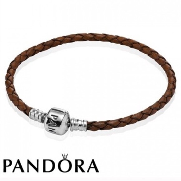 Pandora Jewelry - Pandora Leather Bracelet and Oval Charm (bundle) Pandora Jewelry - Pandora Leather Bracelet and Oval Charm (bundle)